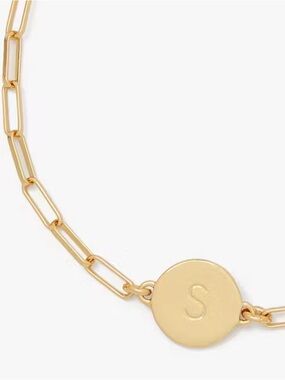 Kate Spade Gold Initial S Disc Bracelet & Dust Cover